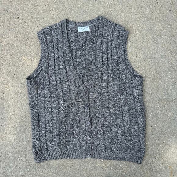 Vintage 90s Alfred Dunner Heather Dark Gray Knit Sweater Vest 2X Made in USA - Picture 1 of 7